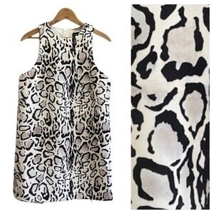 Revolve Stylestalker White Black Ocelot Leopard Animal Print Shift Dress Small